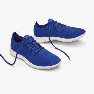 NEW! Allbirds Women's Wool Runners - Hazy Cobalt / Blizzard Sole (logo'd)